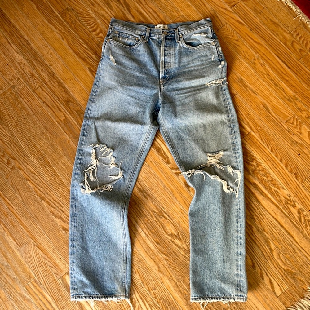 90s Mid-Rise Loose-Fit Distressed Jeans